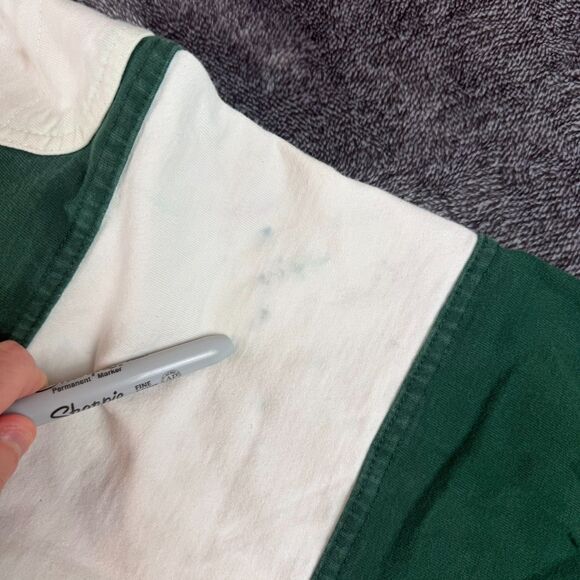 Vtg Guinness Embroidered Rugby Polo Long Sleeve Striped Men's L/XL* Green - Picture 6 of 14